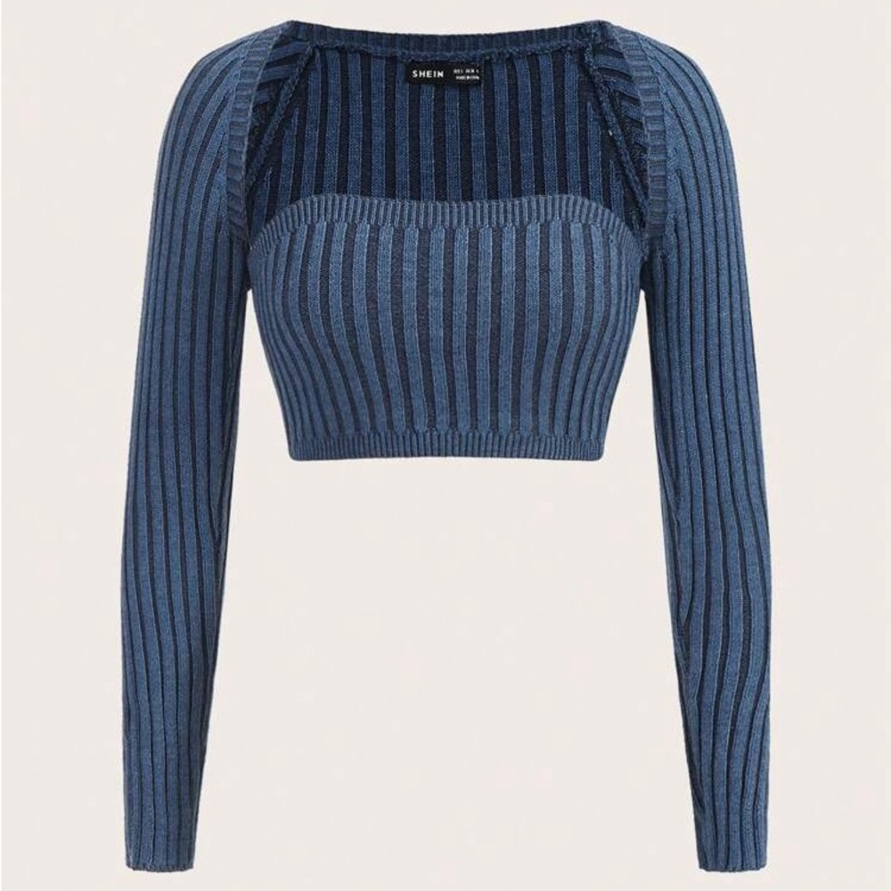 SHEIN ICON Solid Square Neck Crop Sweater